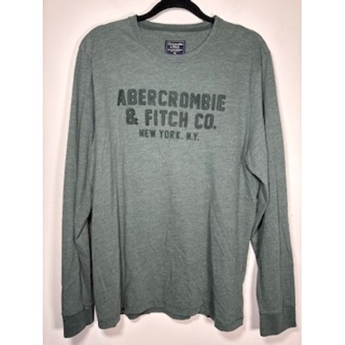 Abercrombie & Fitch Long Sleeve Tee Xl Green Graphic Logo Crew Neck Casual Shirt